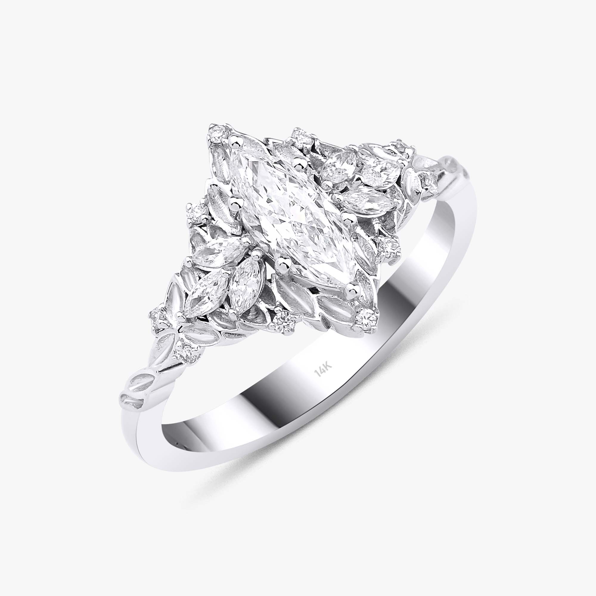 Markiz Kesim Tektaş Pırlanta Yüzük / Ice Queen