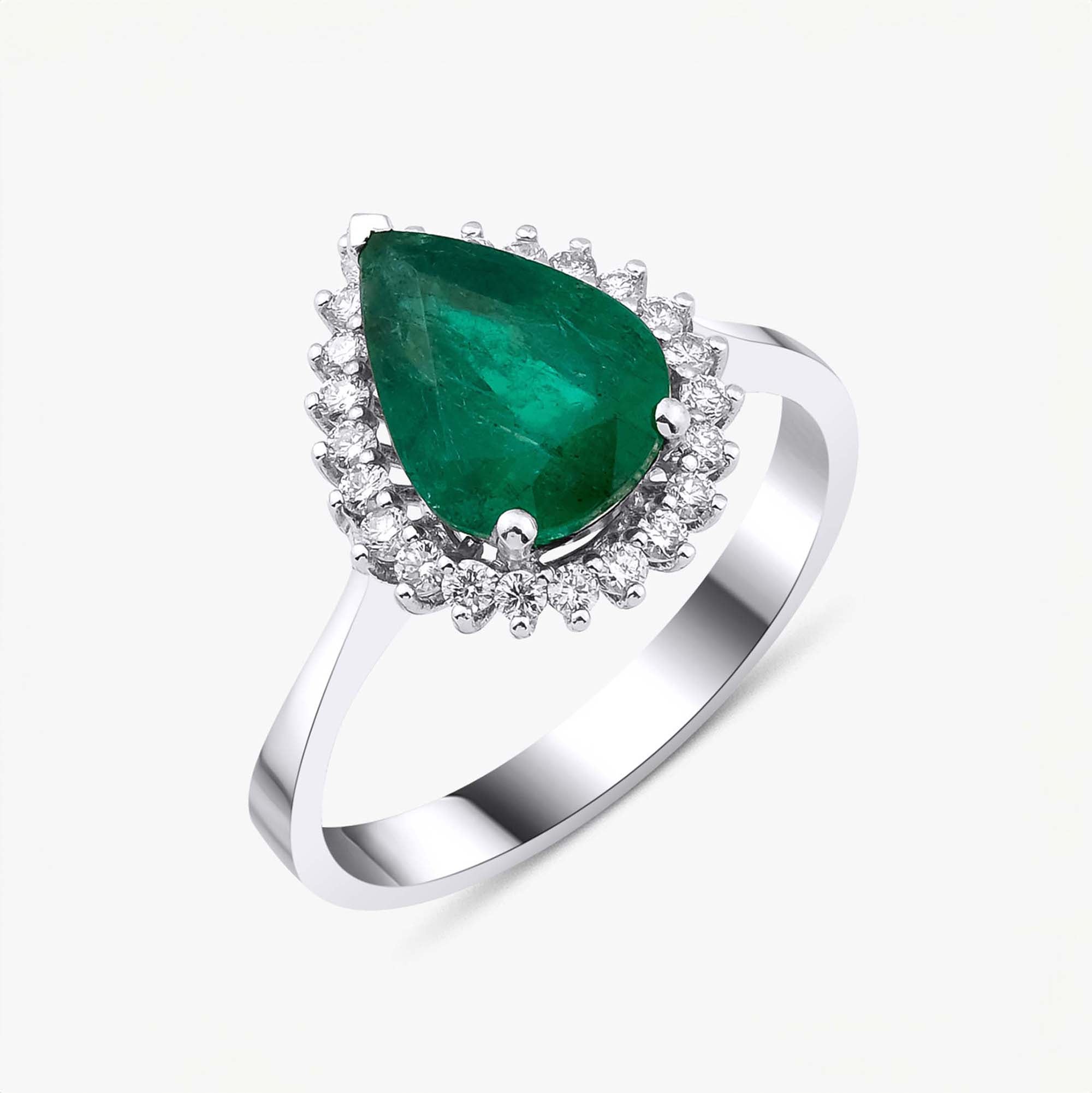 Vintage Damla Kesim Zümrüt ve Pırlanta Yüzük