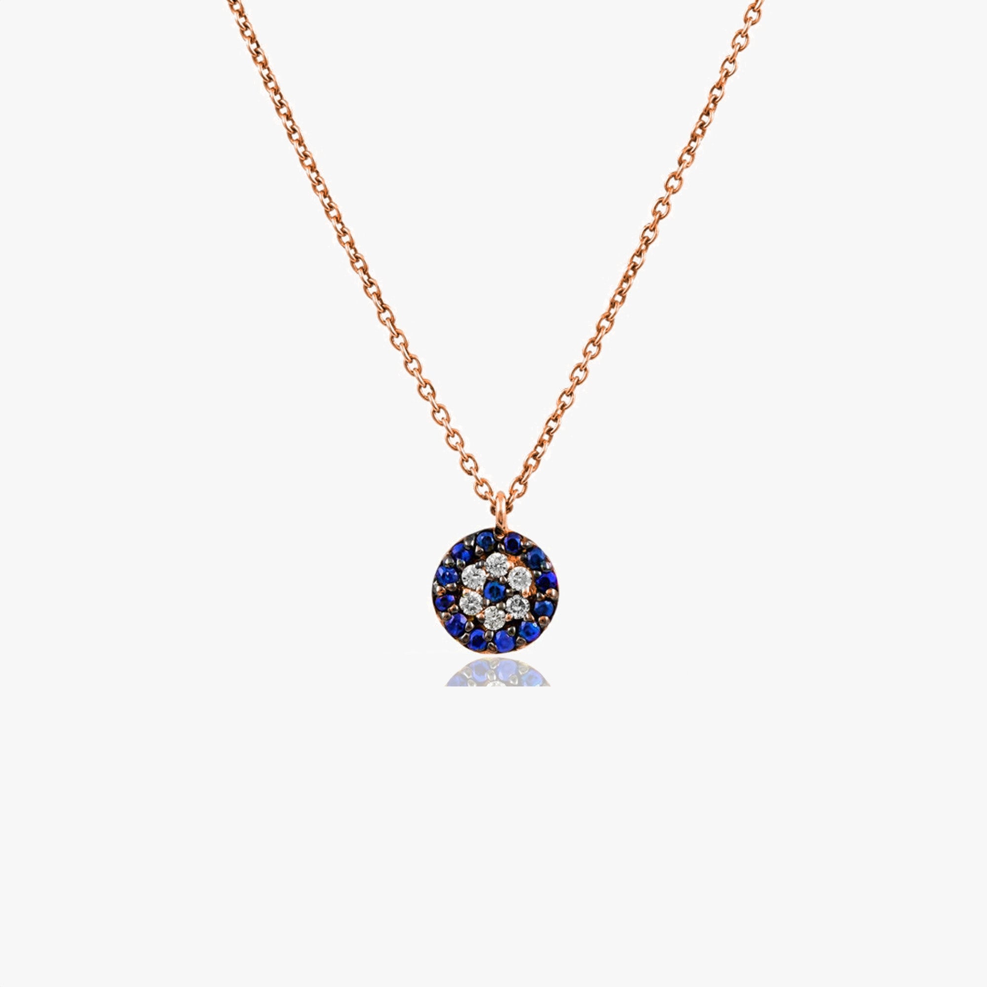 Mini Safir ve Pırlanta Nazar Kolye