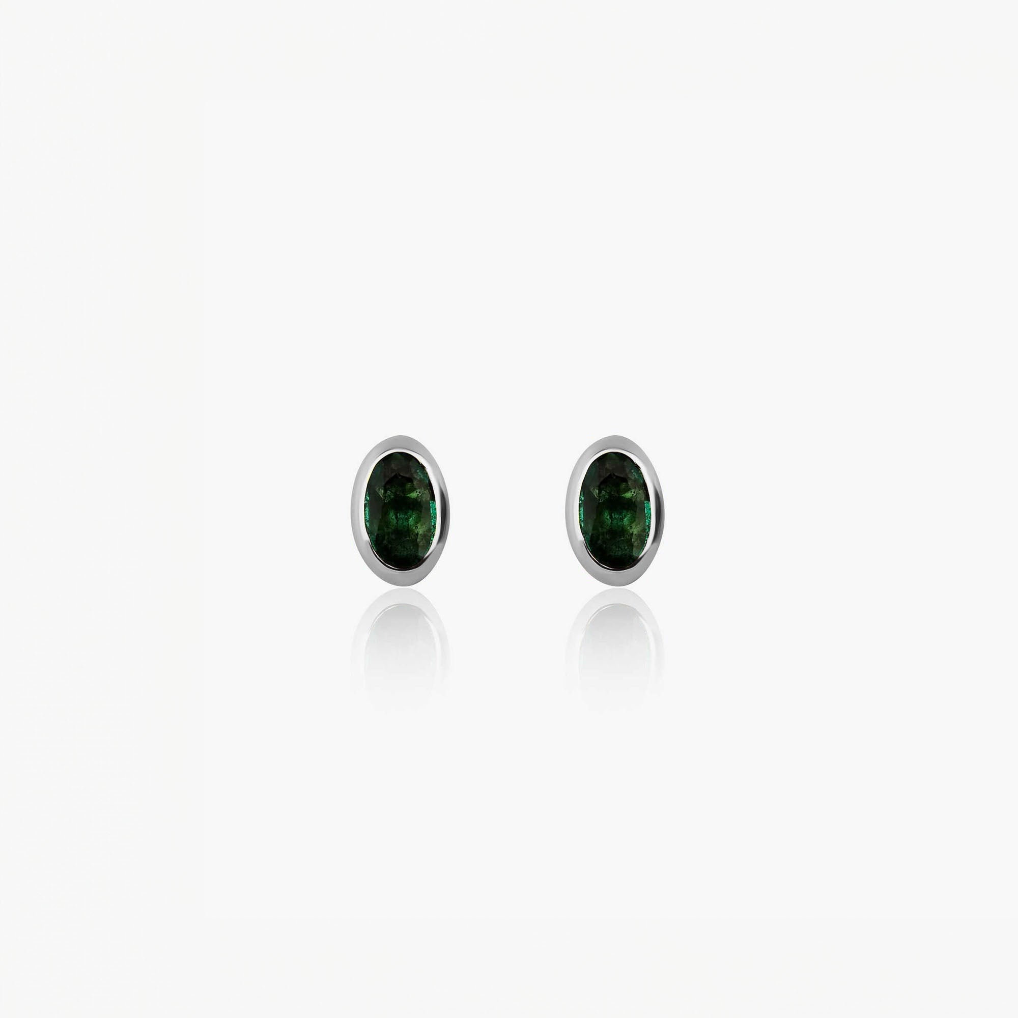 Oval Kesim Zümrüt Tektaş Küpe