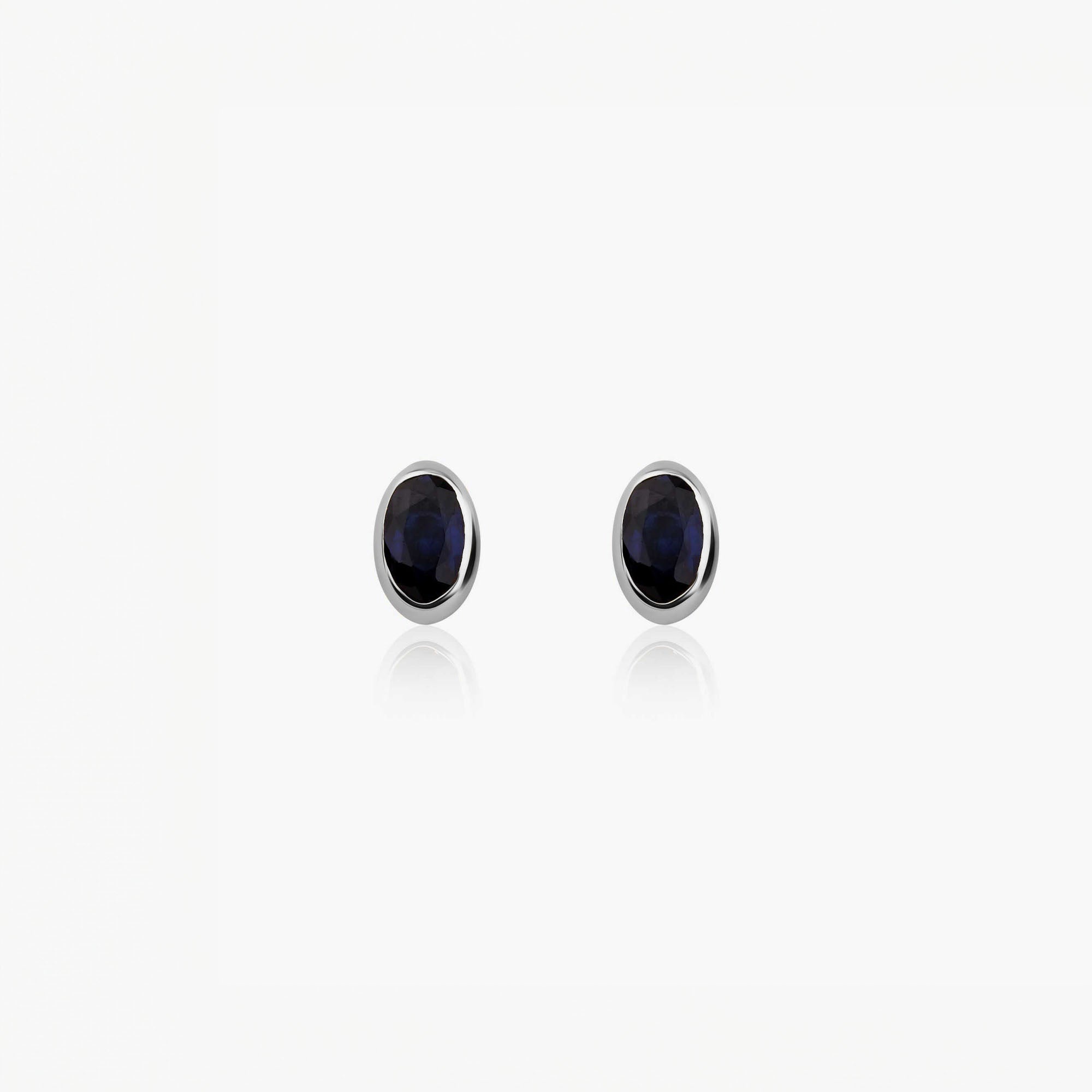 Oval Kesim Safir Tektaş Küpe