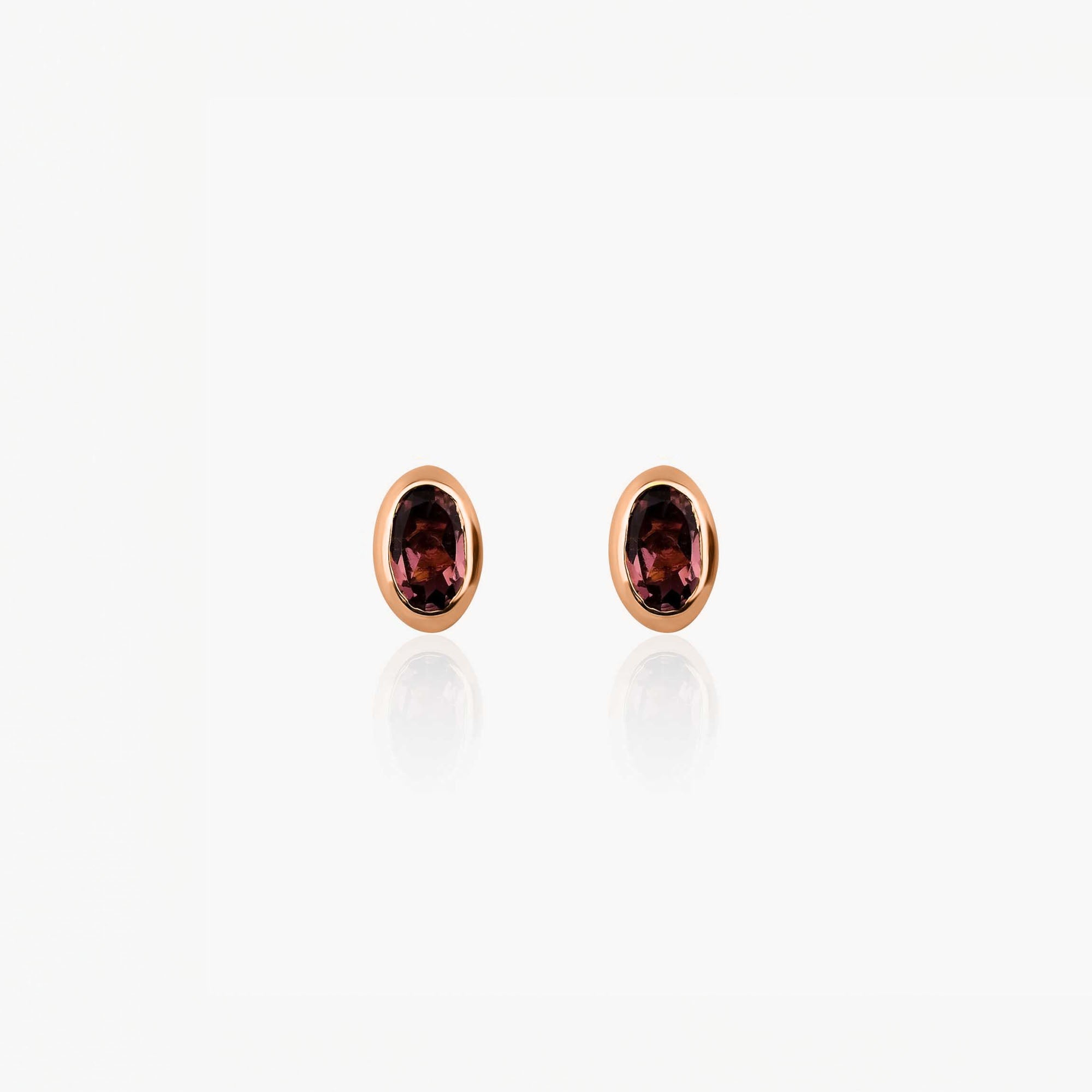 Oval Kesim Pembe Turmalin Tektaş Küpe