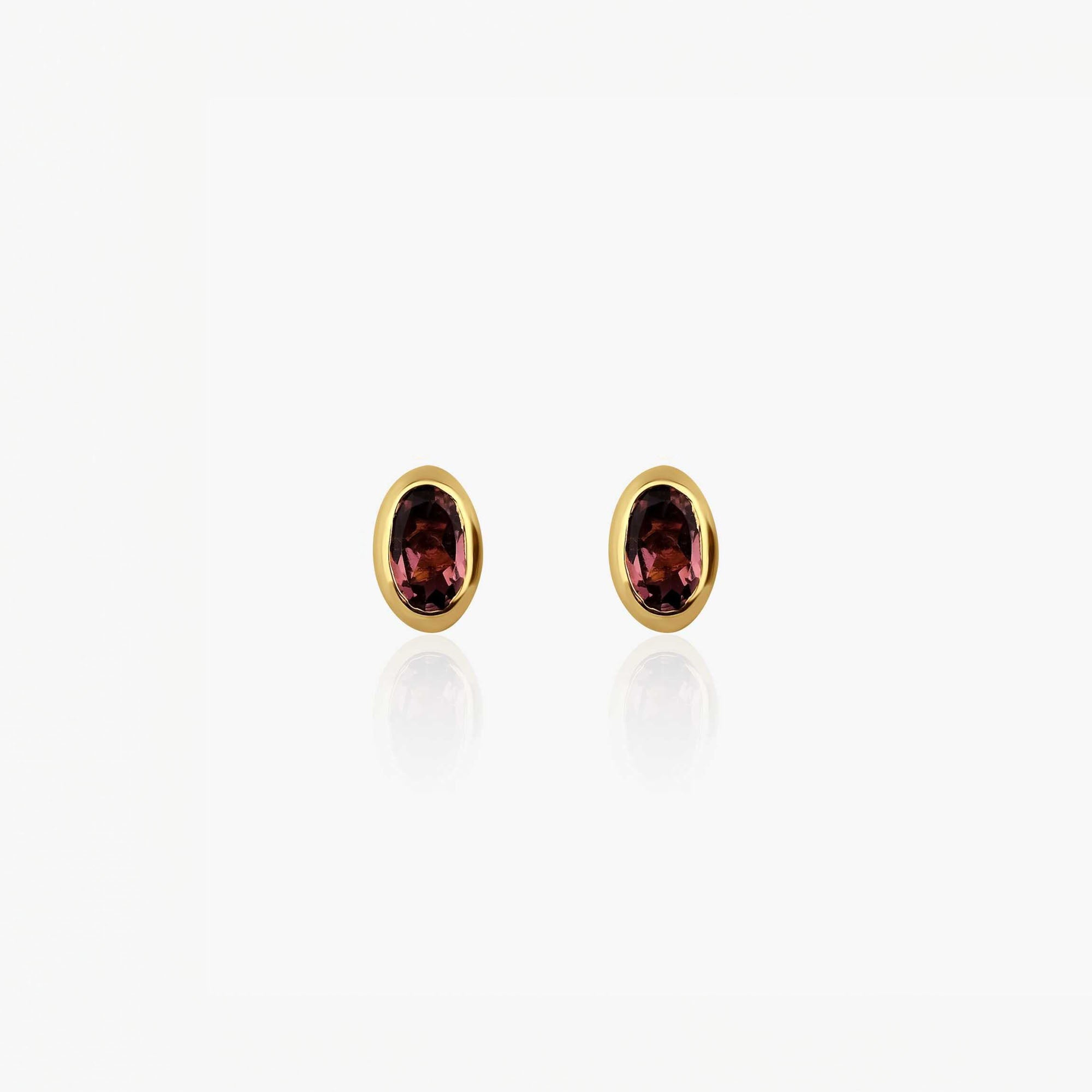 Oval Kesim Pembe Turmalin Tektaş Küpe