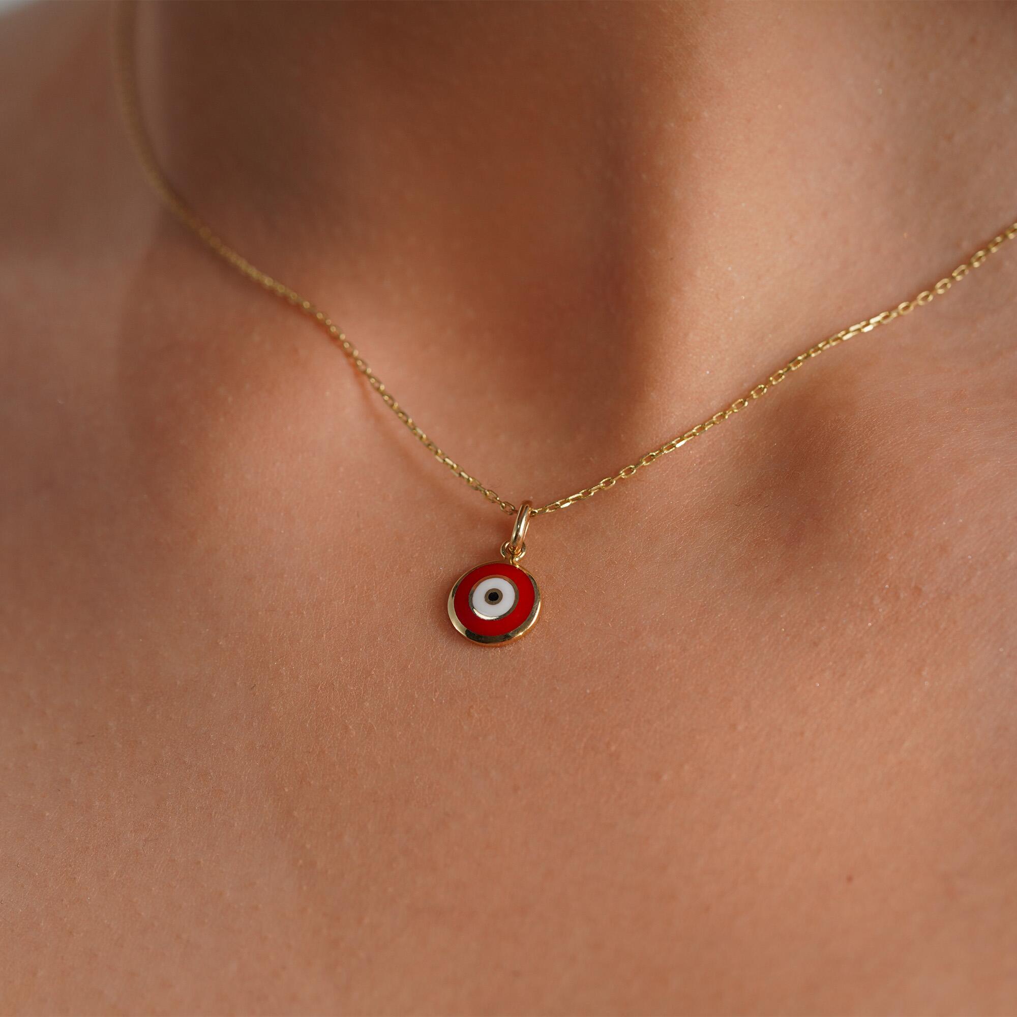 Mineli Kırmızı Nazar Kolye Ucu / Red Eye Pendant