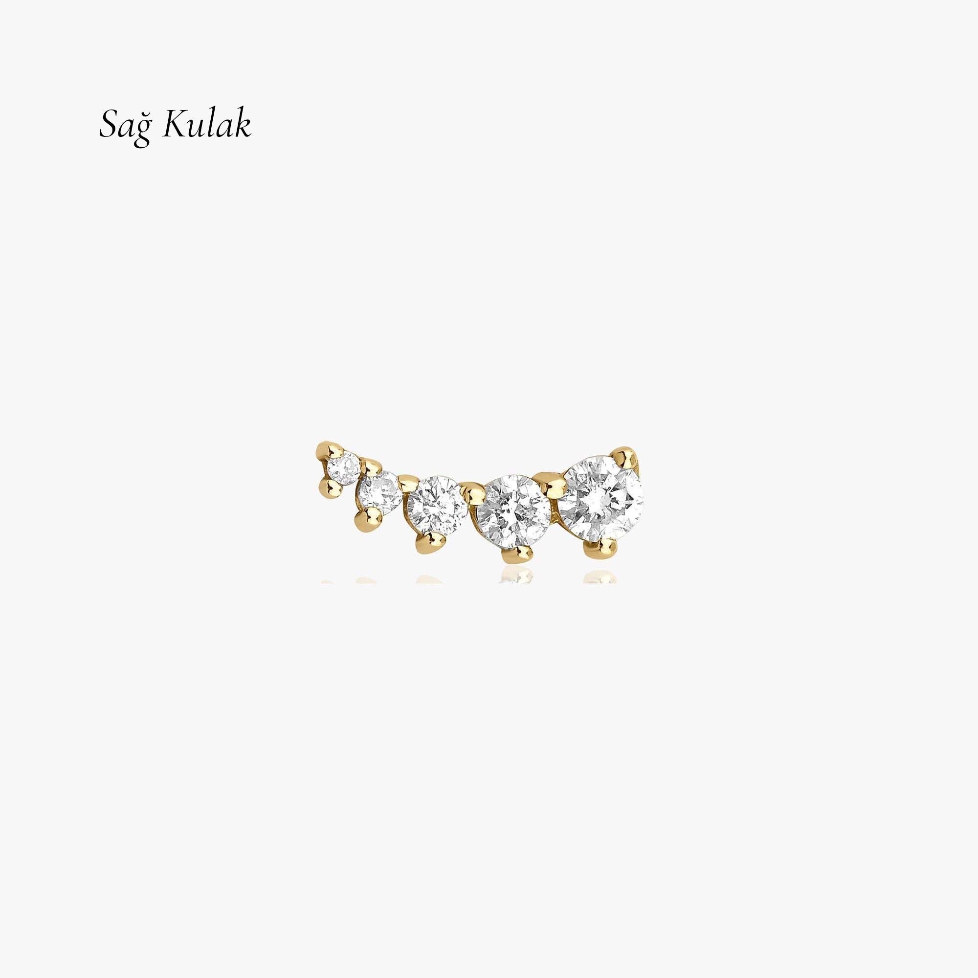 Minimal Pırlanta Kuyruklu Yıldız Küpe / Mini Diamond Comet