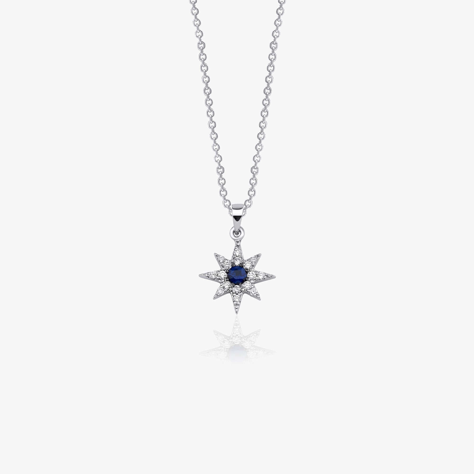 Safir ve Pırlanta Mini Sirius Yıldızı Kolye