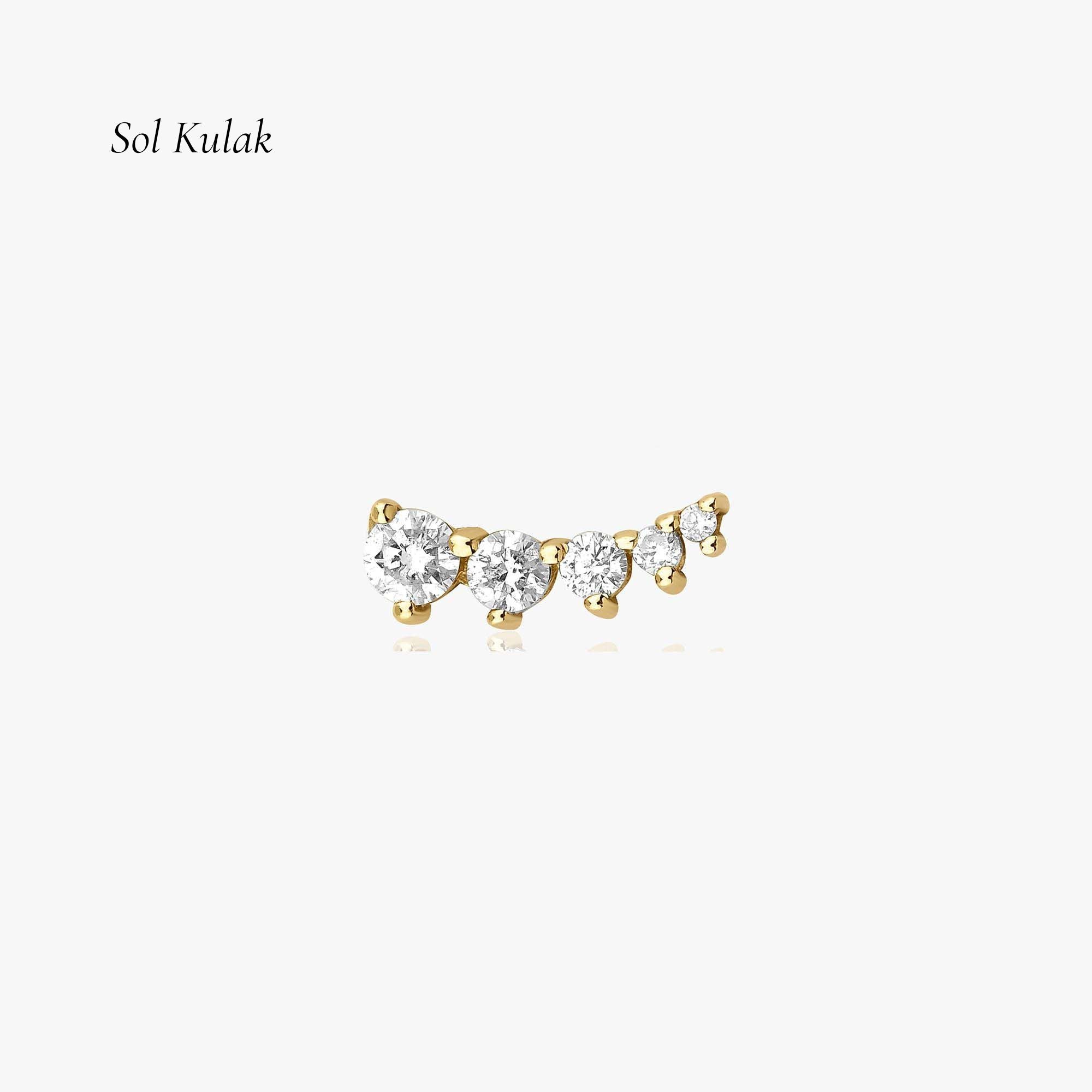 Minimal Pırlanta Kuyruklu Yıldız Küpe / Mini Diamond Comet