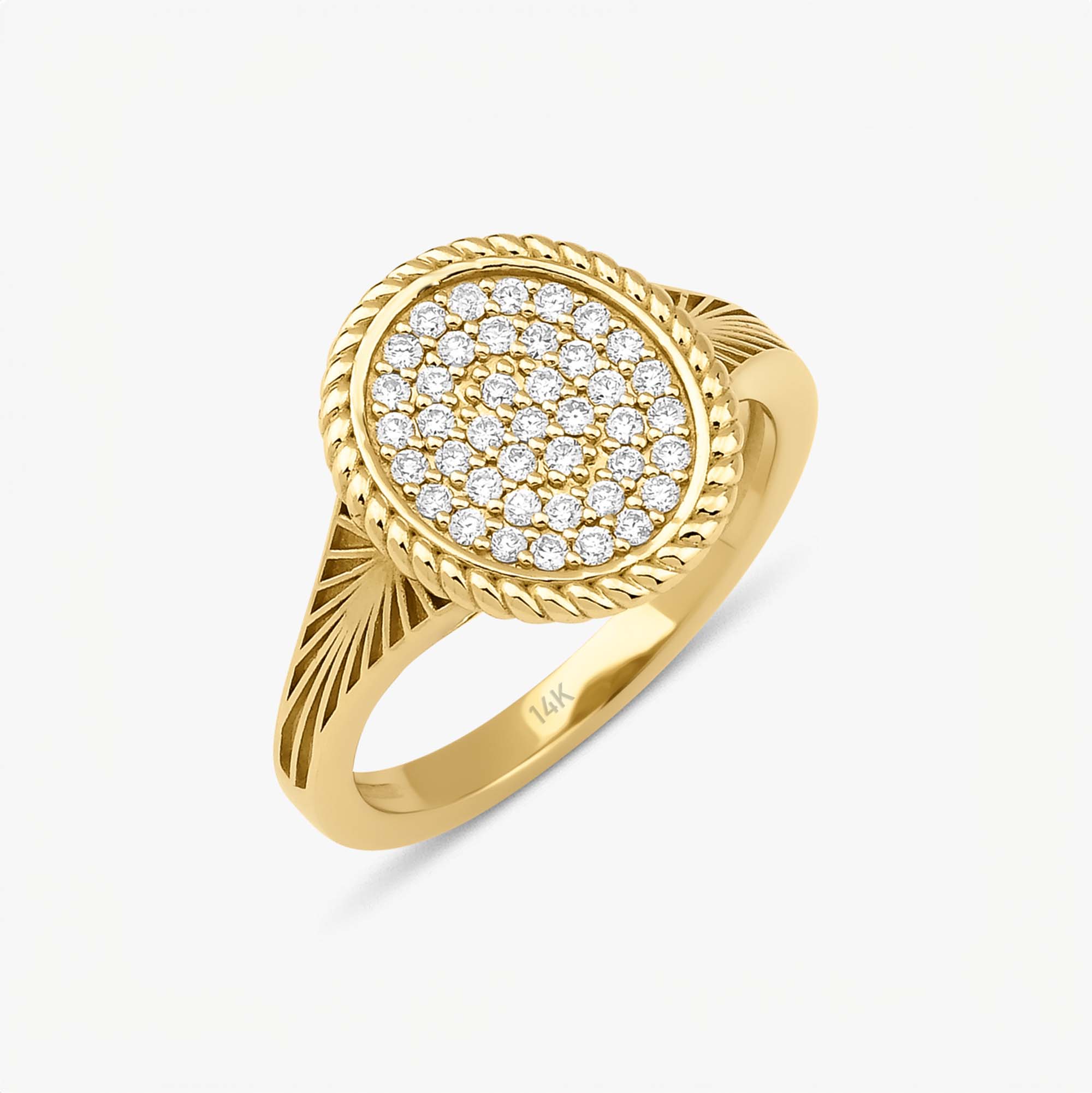 Pırlanta Burgu Sunrise Serçe Parmak Yüzük / Twisted Sunrise Signet Ring