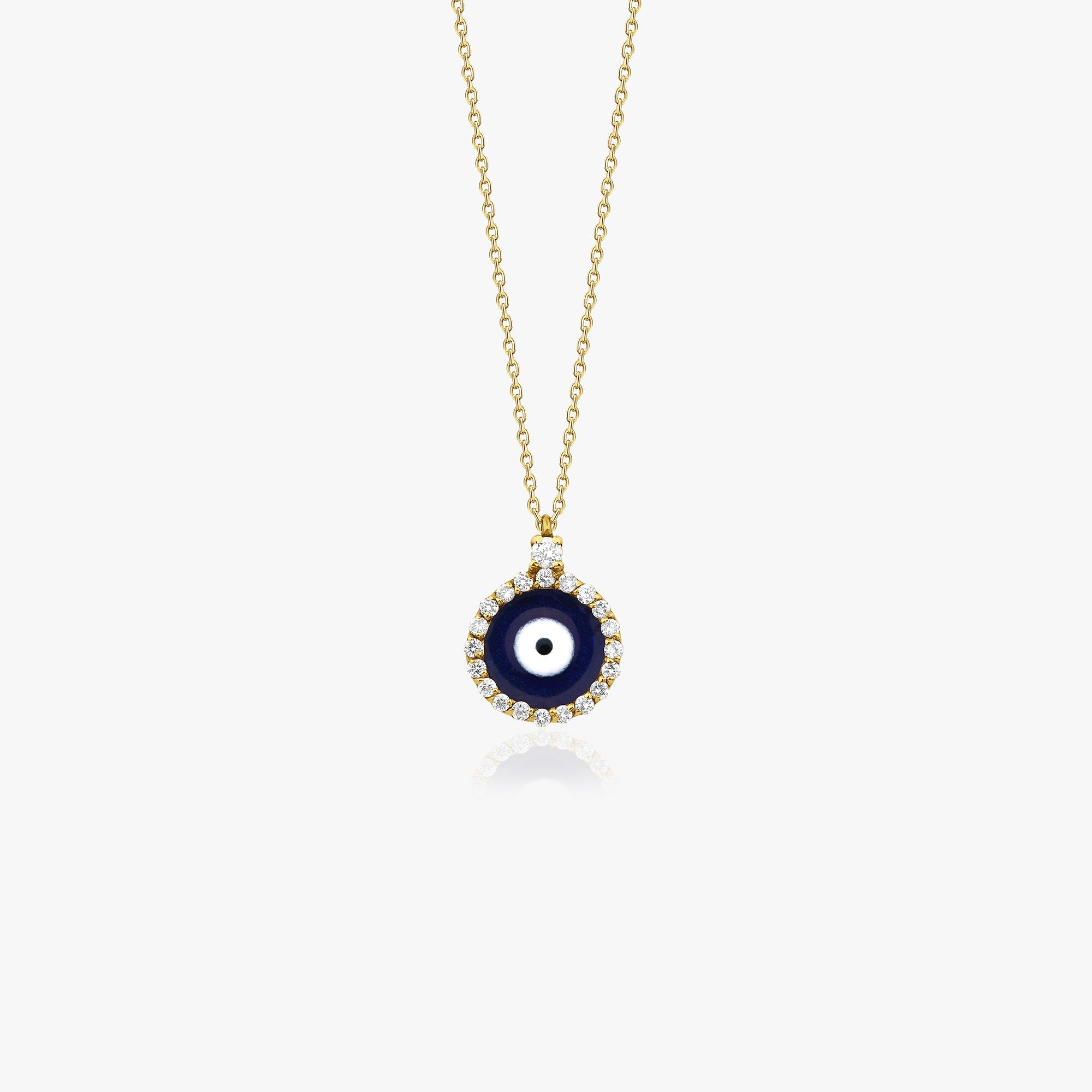 Mini Geleneksel Pırlanta Nazar Kolye / Navy