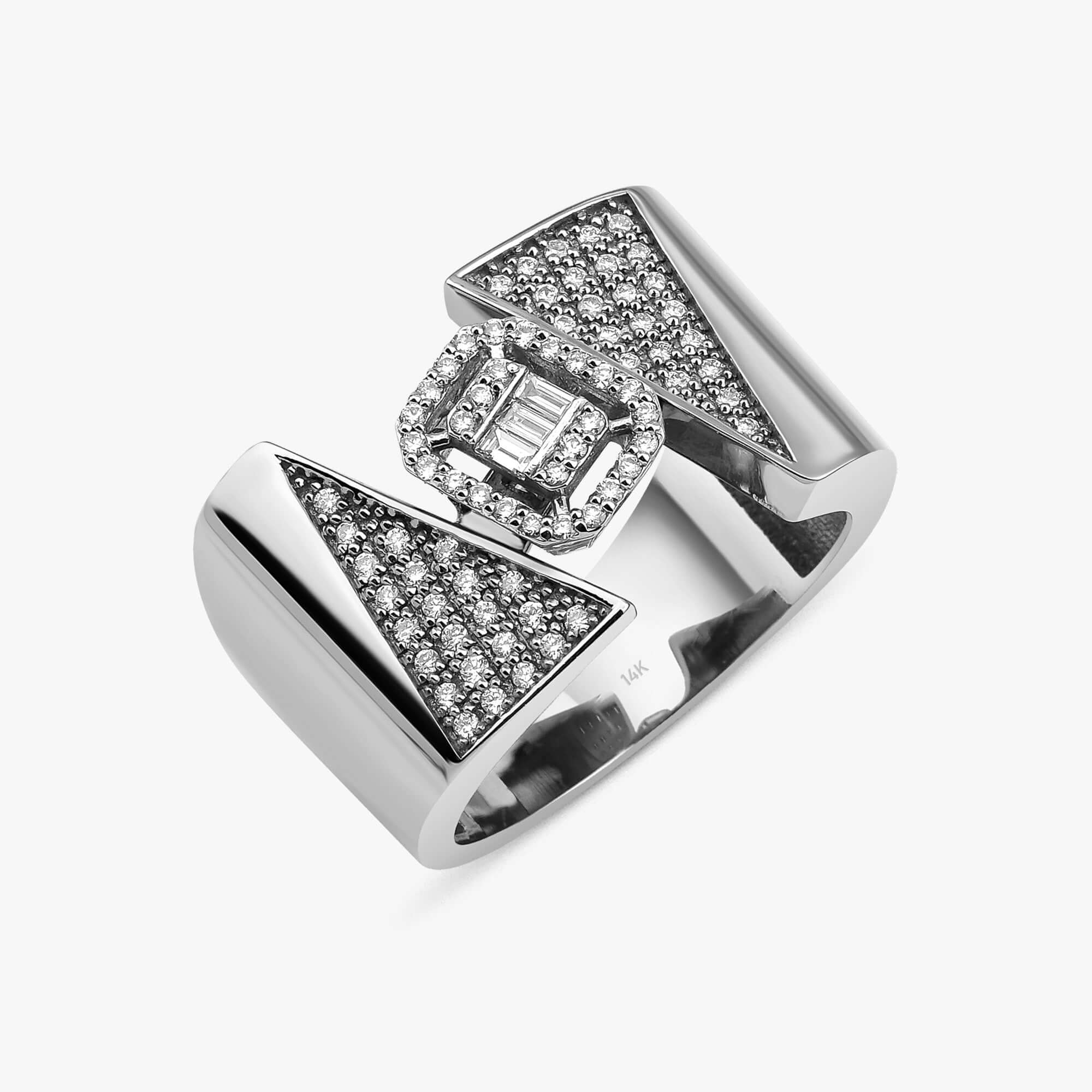 Modern Baget Tasarım Yüzük / Diamond Contemporary Ring