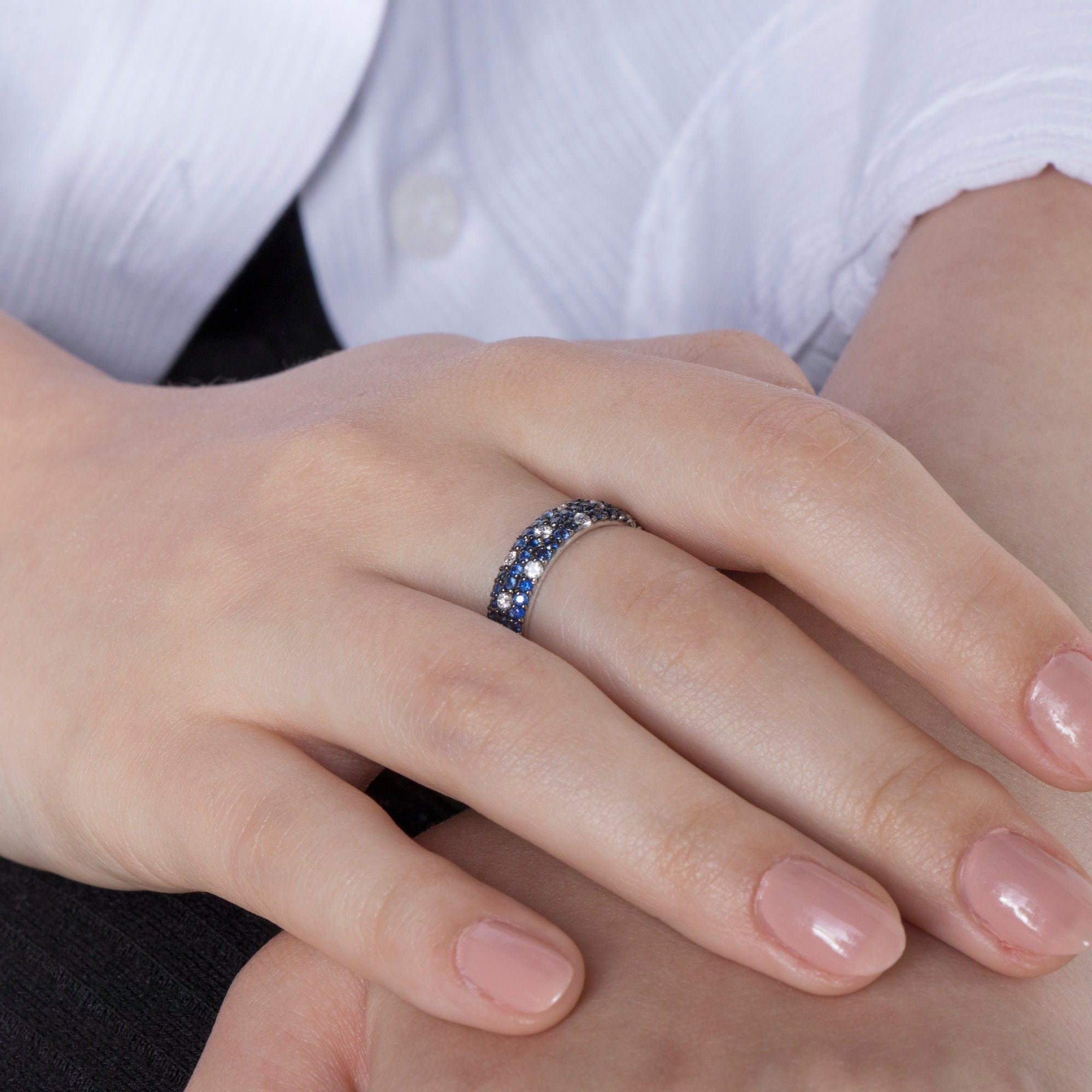 Safir ve Pırlanta Tamtur Yüzük  / Blue Classic
