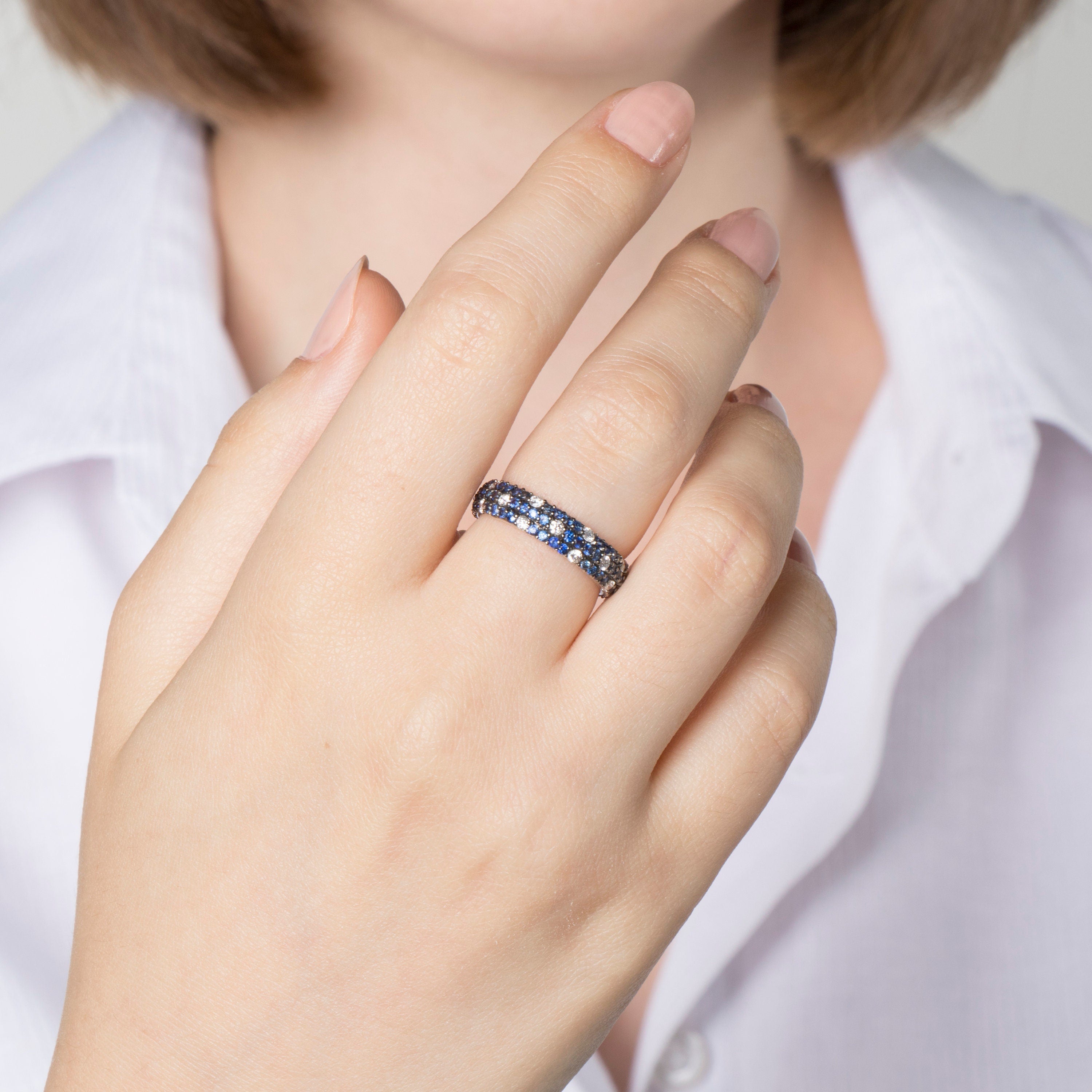 Safir ve Pırlanta Tamtur Yüzük  / Blue Classic